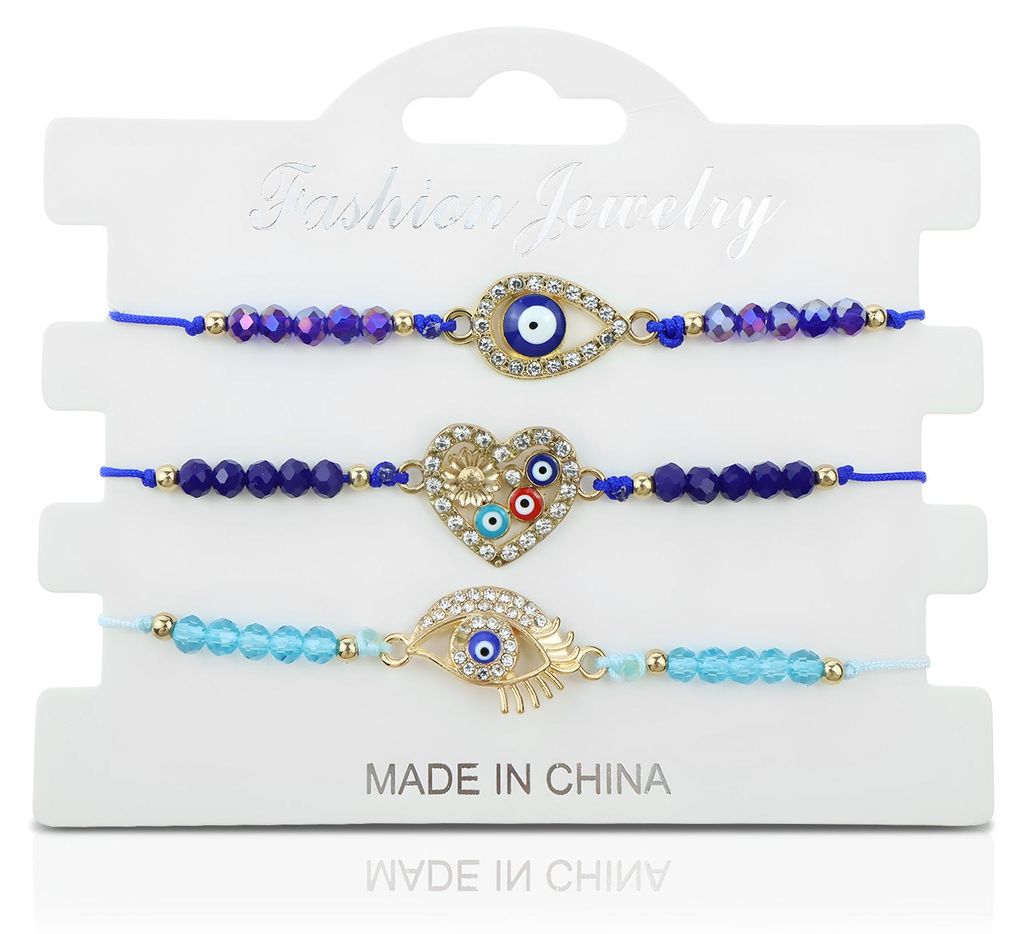 Geflochtenes Armband mit blauem Auge – drei Ausführungen