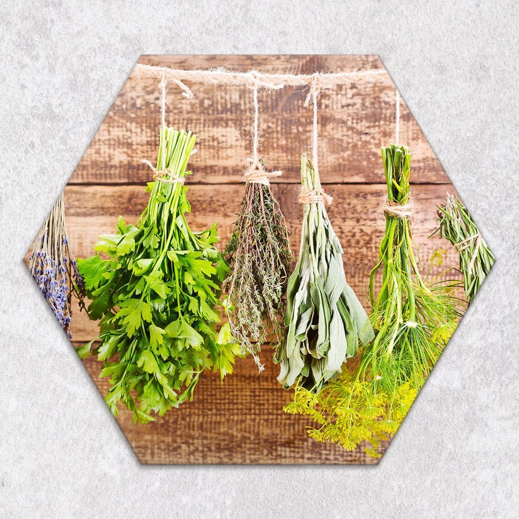 Glas-Herdabdeckplatten Glaskeramikkochfeld-Abdeckung Spritzschutz Glas hexagon 40 cm Kräuter Bündel