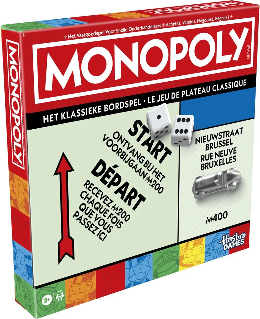 Monopoly classique nouvelle édition Hasbro avec 8 pions en métal