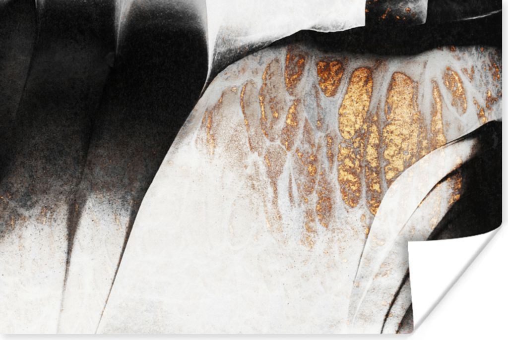 MuchoWow Poster Gold - Abstrakt - Design 90x60 cm - Schlafzimmer