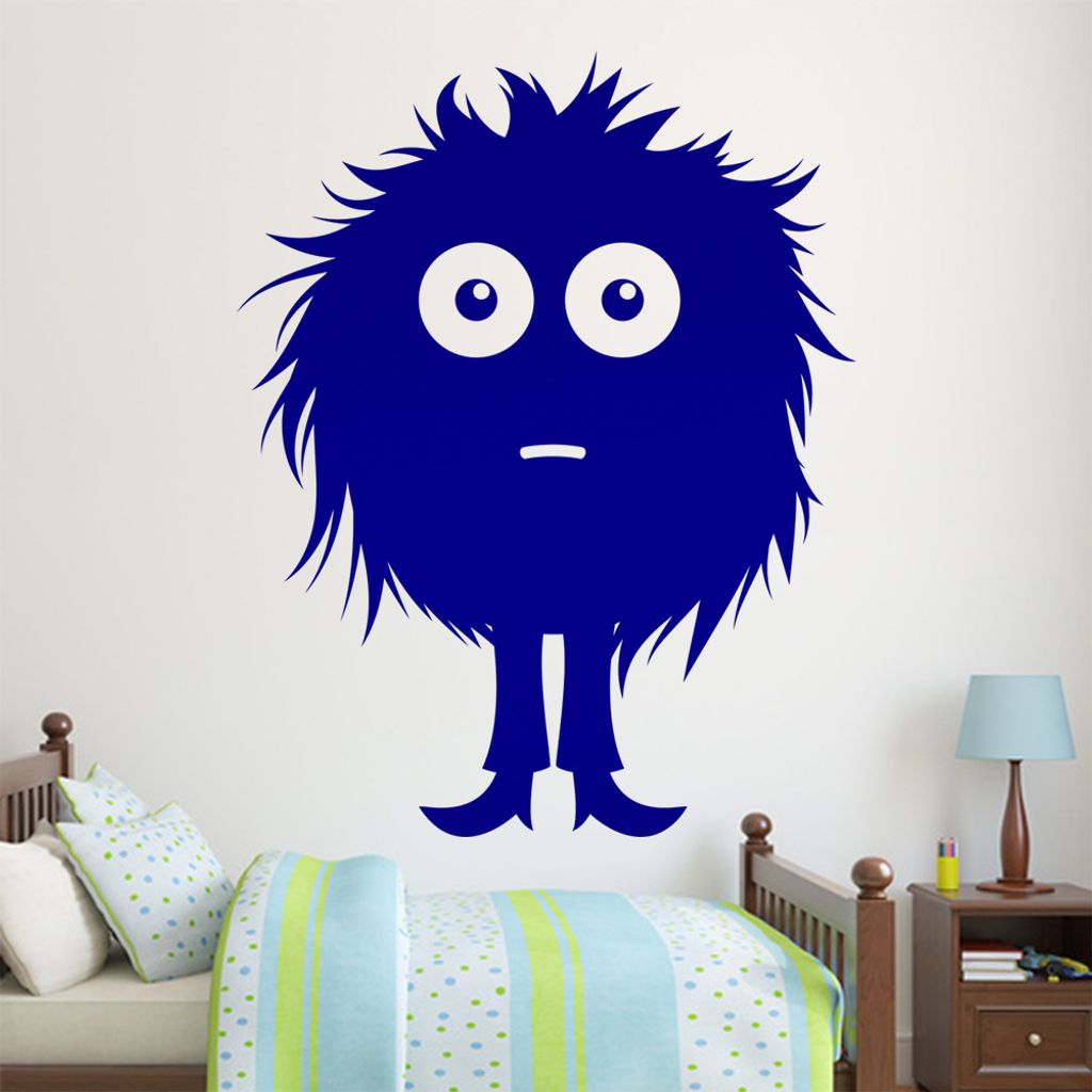 KIWISTAR Haariges kleines Monster Wandtattoo in 6 Größen - Wandaufkleber Wall Sticker - Dekoration, Küche, Wohnzimmer, Schlafzimmer, Badezimmer