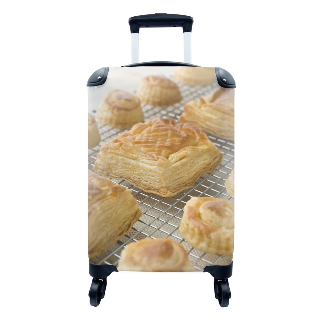 MuchoWow Koffer Handgepäck Trolley Rollkoffer Kleine Reisekoffer mit 4 Rollen - Französisch - Gebäck - Blätterteig - Cabin Size < 55x40x23 cm...
