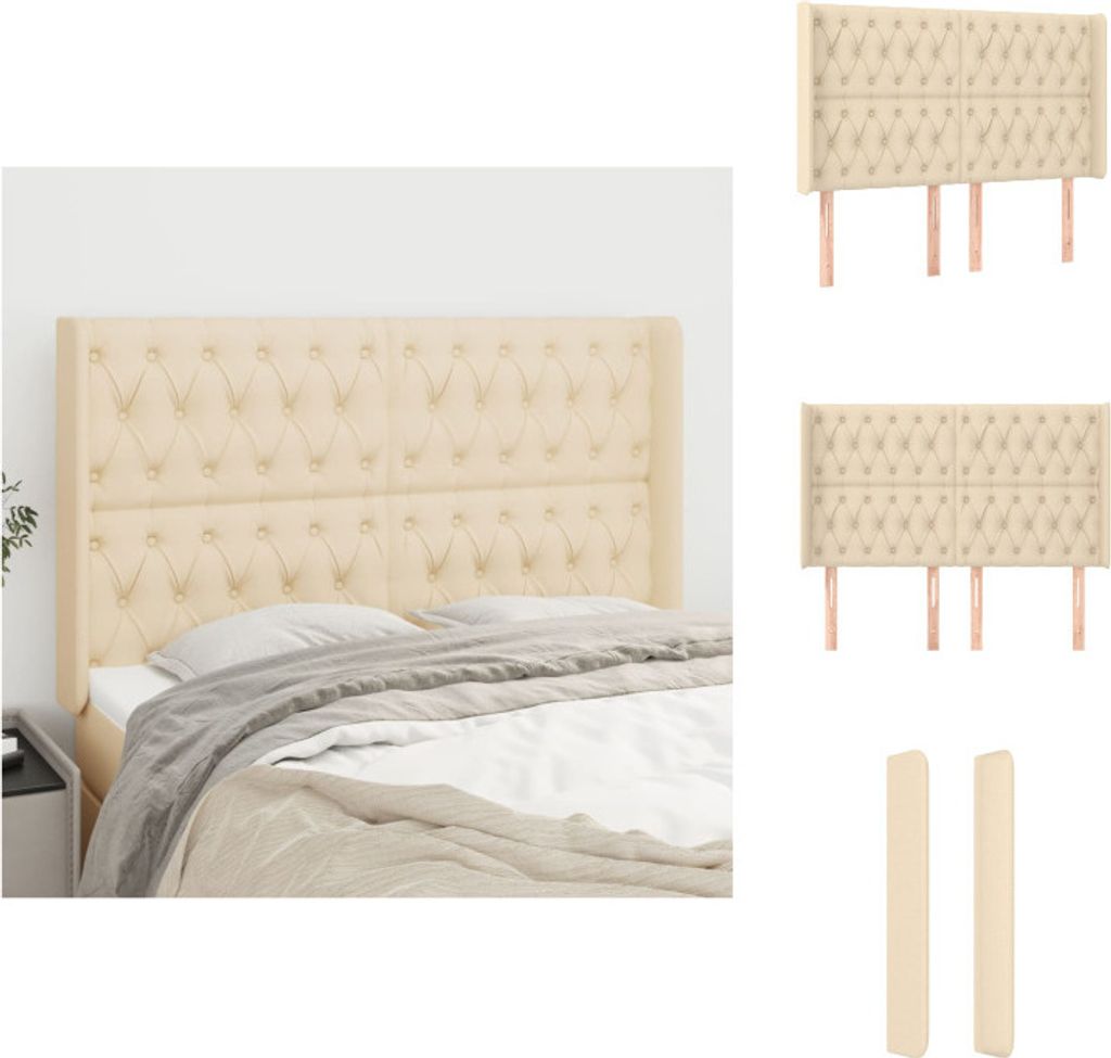 vidaXL Kopfteil mit Ohren Creme 163x16x118/128 cm Stoff - Kopf- & Fußenden