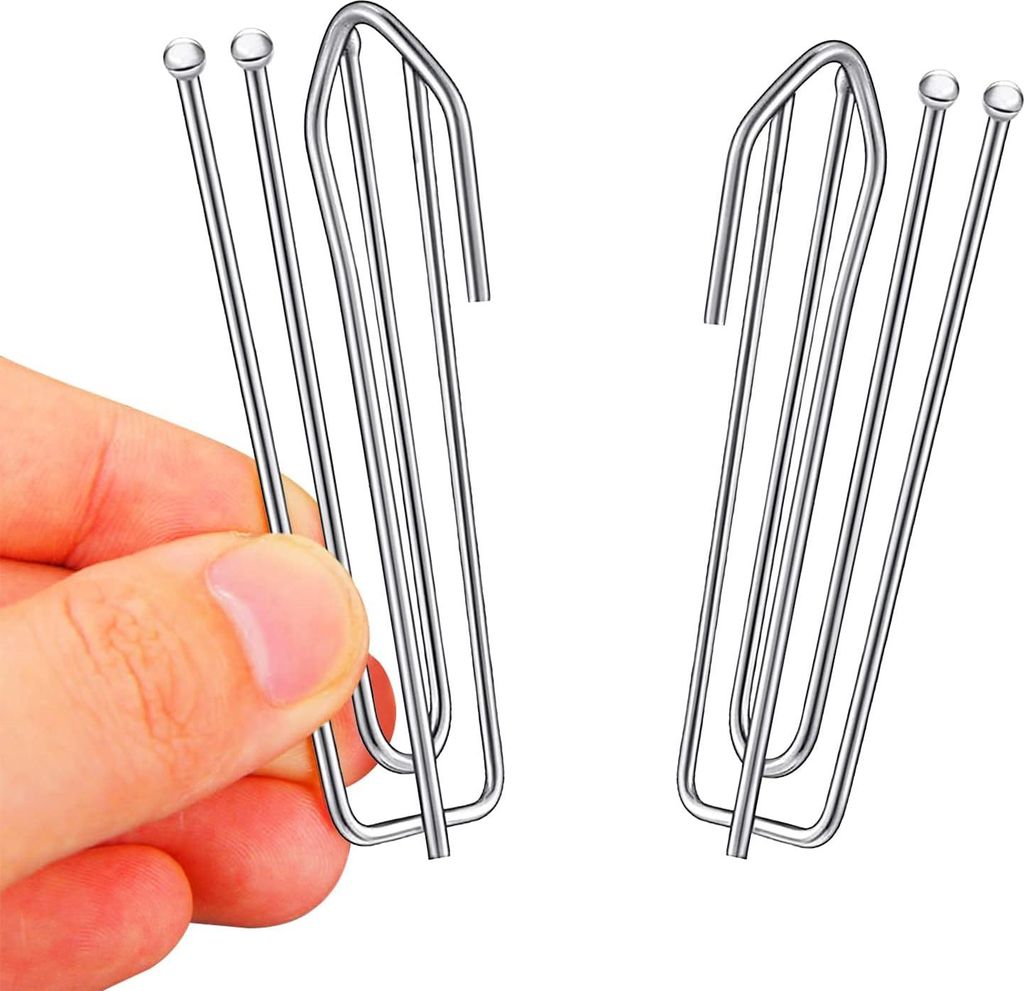 30 Stück Edelstahl-Gardinenhaken mit 4 Zinken,Gardinenhaken Vorhang Clips Haken,Gardinenhaken zum Einklemmen von Falten und Schwere Vorhänge