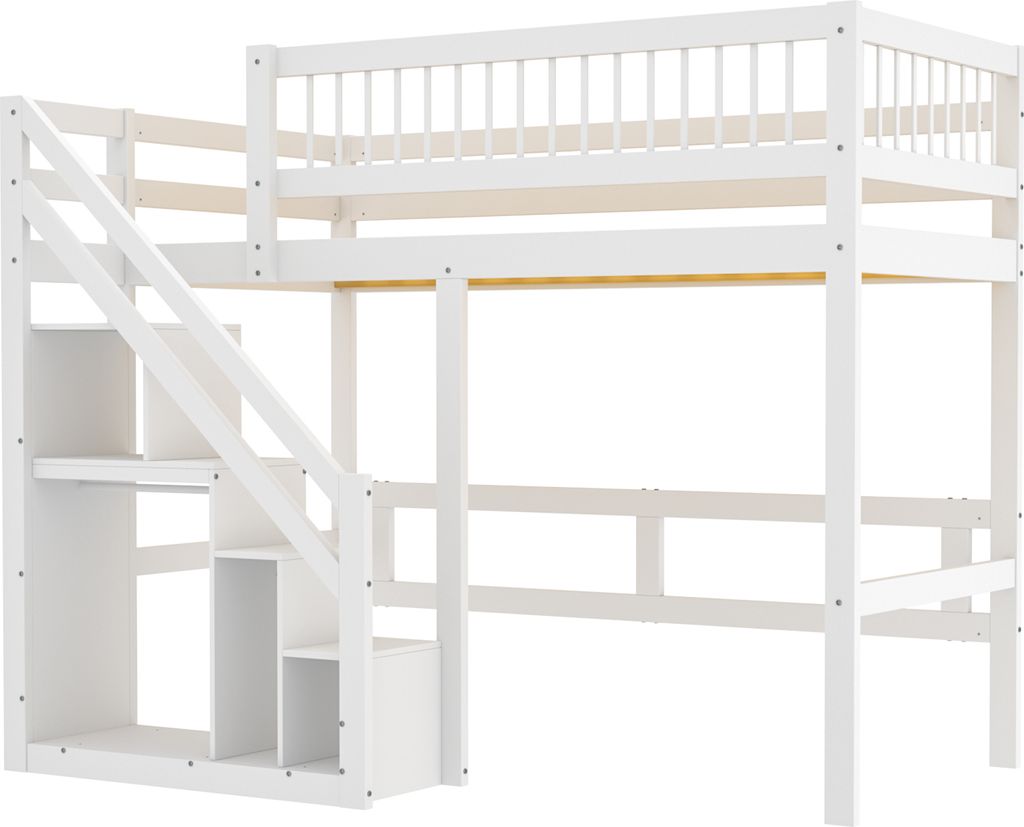 Merax Etagenbett 90x200cm mit Treppe und Stauraum, Hochbett Produktbild 6