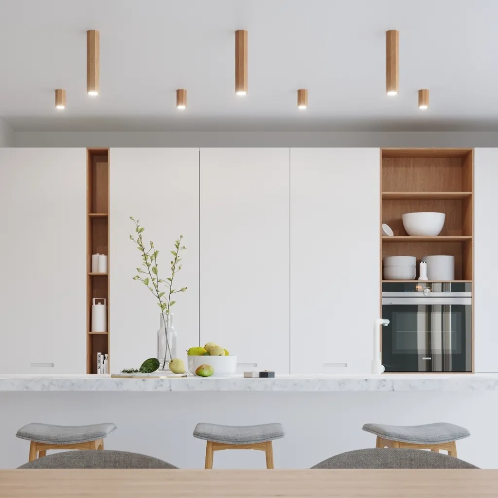 Plafonnier bois dimmable idéal pour ambiance chaleureuse de chambre - 8