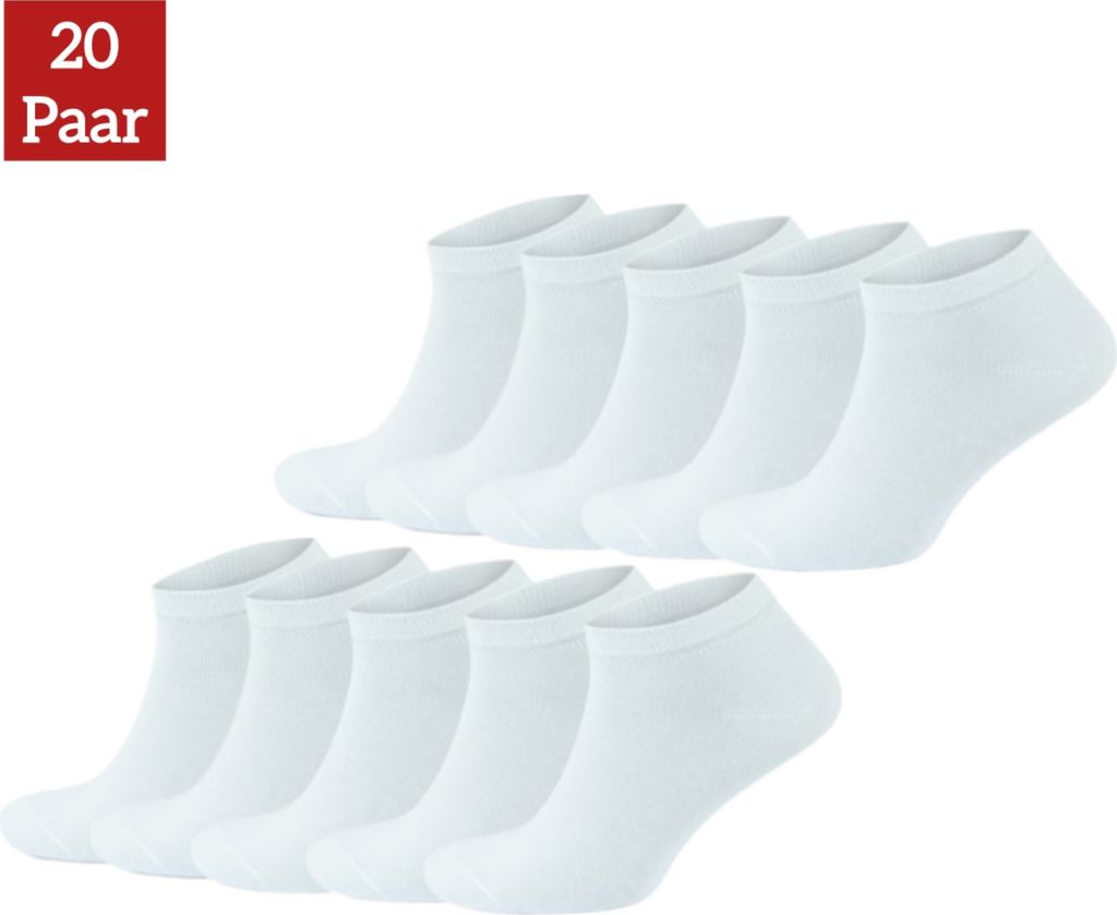 NERS Sneaker Socken (10 - 20 Paar) für Damen & Herren, aus gekämmter Baumwolle, ohne drückende Naht, Sportsocken mit Komfortbund, gegen Schweiß...