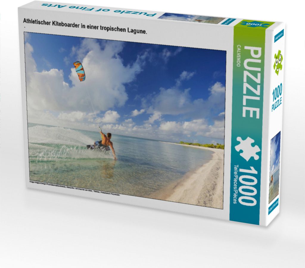 CALVENDO Puzzle Athletischer Kiteboarder in einer tropischen Lagune. | 1000 Teile Lege-Größe 64x48cm Foto-Puzzle für glückliche Stunden
