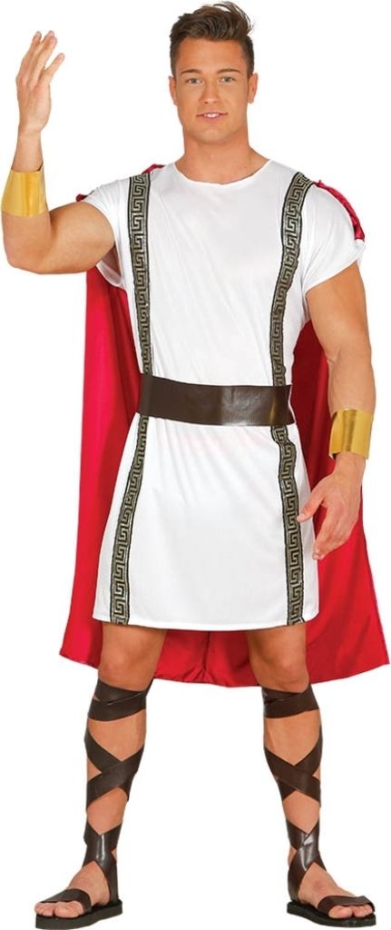 Antikes Römer Kostüm Titus für Herren Gr. 48- 56 Tunika weiß rot Fasching Karneval Mottoparty