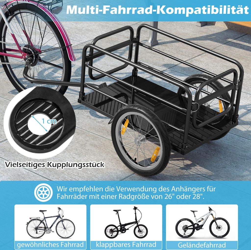 COSTWAY Fahrradanhnger, Lastenanhnger klappbar mit