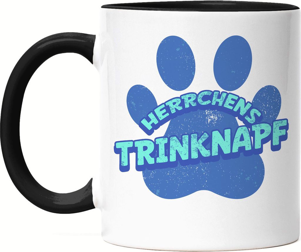 Herrchens Trinknapf Tasse Schwarz Hund Hunde Hündin Liebe Hundeliebhaber Tierliebe Vierbeiner Hundepfote Pfote