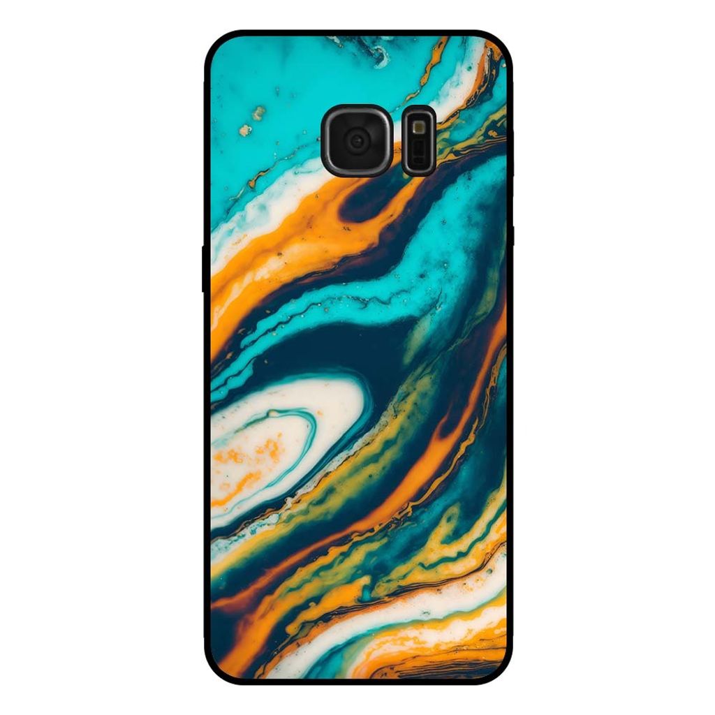 Smartphonica Handytasche für Samsung Galaxy S7 Marmor-Look - Rückseite Abdeckung Marmor Fall - Grün