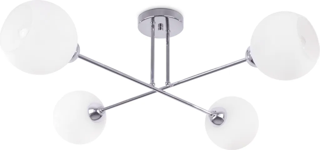 Lampadario Asturia 4 Luci Vetro Bianco E27 - Cromo Alta Qualità