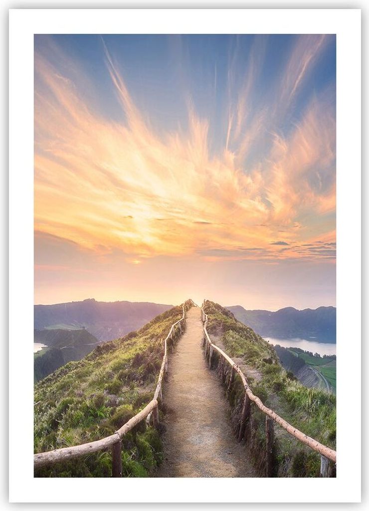 Poster - Poster ohne Rahmen - Trail Berg Azoren - 50x70 cm - Wand Bild - Wanddeko - Wandbilder - Kunstposter - Wandposter - Bilder - Kunstdruck - W...