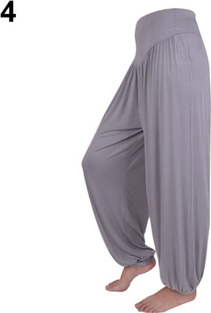 Damen lange Hosen Bauchtanz Boho Sports Wide Hose Hellgrau M.