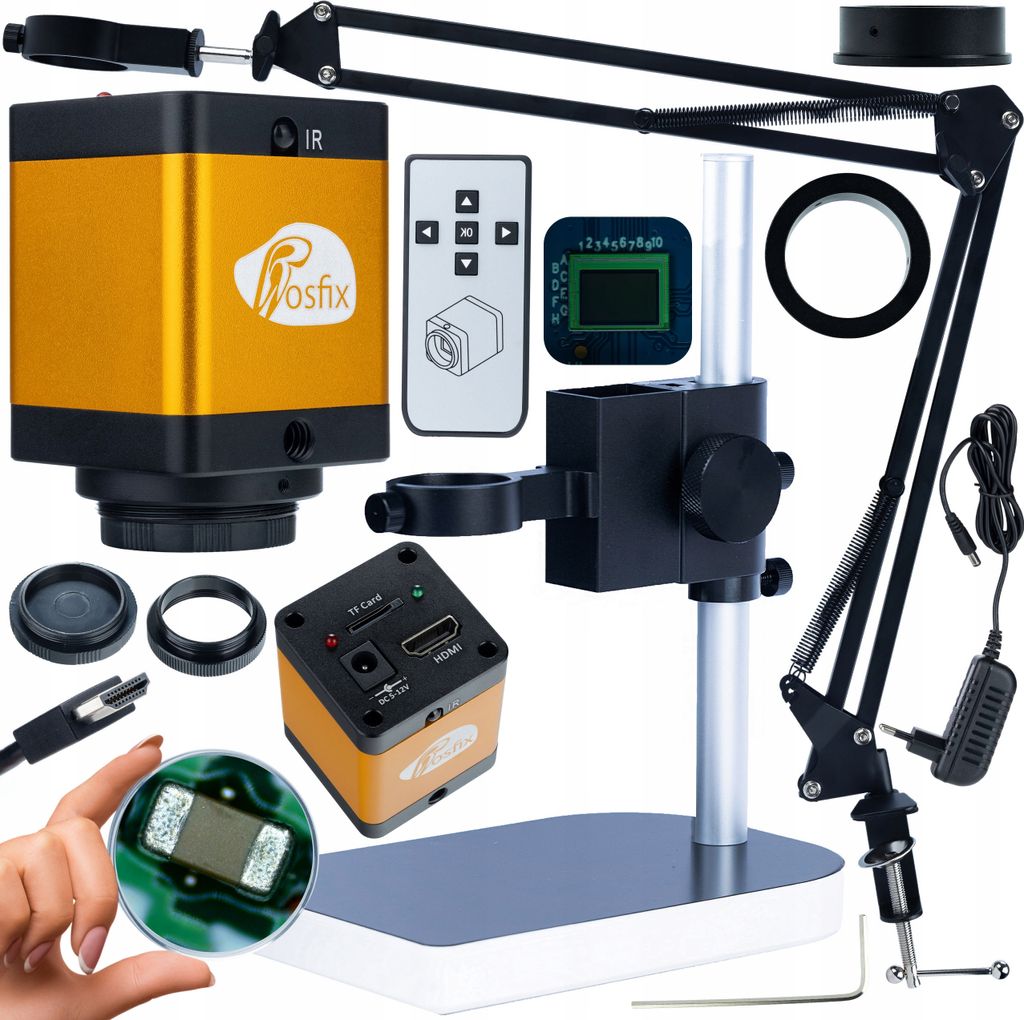 Rosfix verstellbarer Ausleger für digitales Mikroskop ODM-180X 50 mm + Plattform für ODM-100X 50 mm und 40 m + Kamera PEGASUS Pro KMPP-HDMI-TF 12...