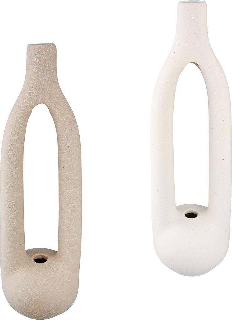 Gilde Vase, "Single", Porzellan, beige, weiß, H. 26 cm, D. 8 cm 55315 4063387553152 2 Stück (2-fach sortiert)