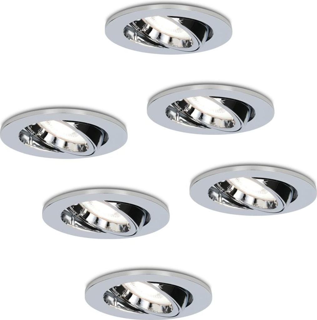 hoftronic LED Einbaustrahler 4W 345 Lumen 6500K GU10 Chrom schwenkbar 6er Set