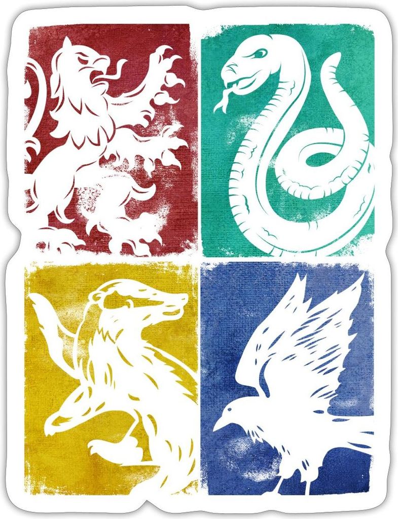 Spreadshirt Harry Potter Häuser Wappen Kachel-Mix Sticker Aufkleber, 10 x 10 cm, Mattweiß
