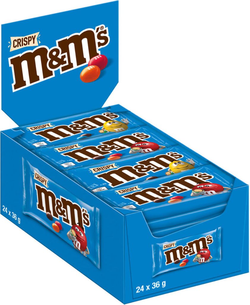 M&Ms Crispy Thekendisplay mit 24 Portionspackungen Milch Produktbild 