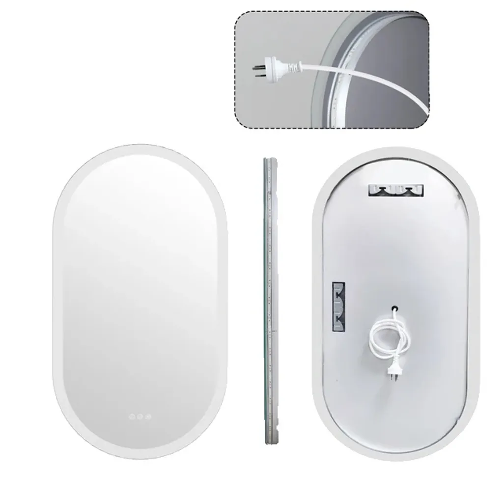 Miroir de salle de bain ovale avec fonction anti-buée 50x80 cm verre HD