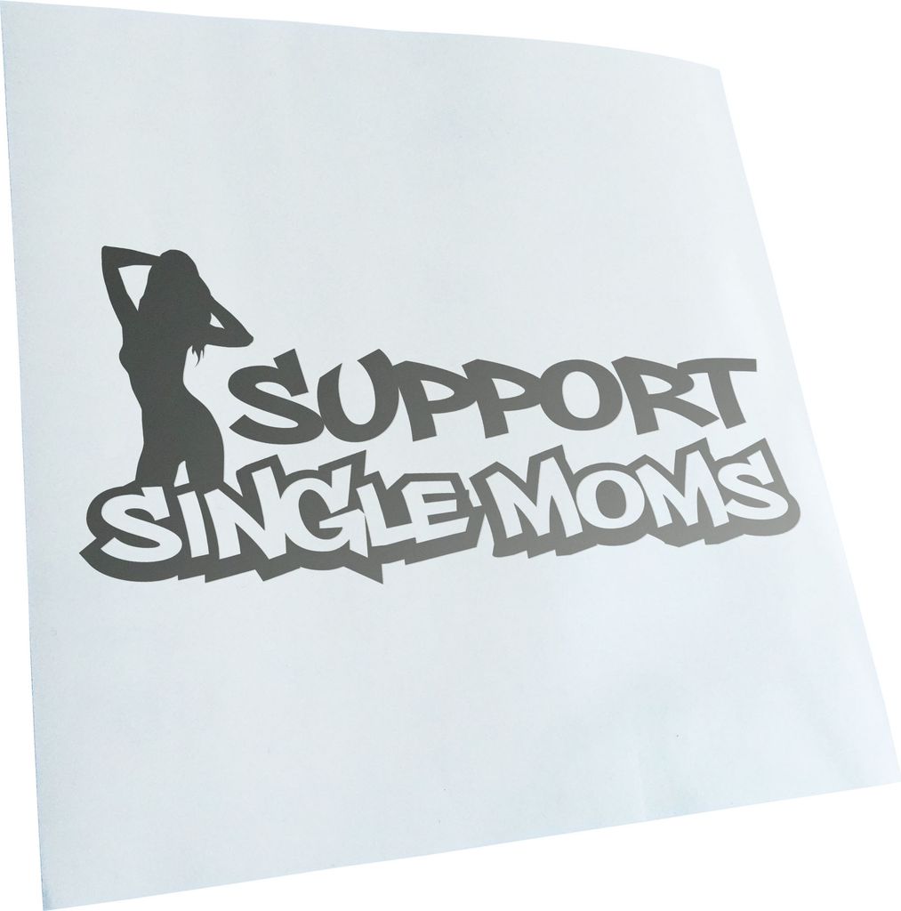 Kiwistar - Autoaufkleber - silber - 40 x 18 cm - Support Single Moms - Heckscheibenaufkleber - Aufkleber für Auto Kfz Fahrrad, LKW, Truck Mofa