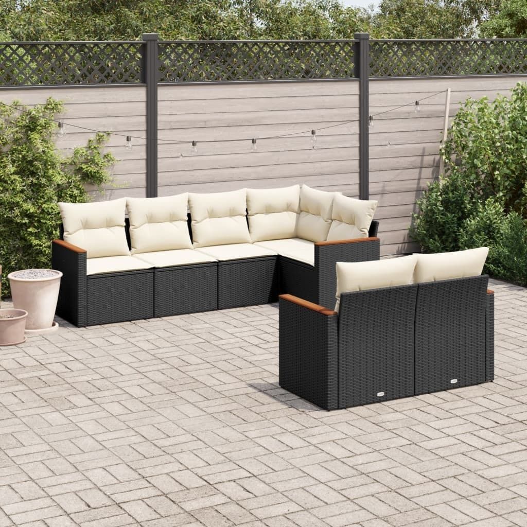 Maison Exclusive - 7-tlg. Garten-Sofagarnitur mit Kissen Schwarz Poly Rattan
