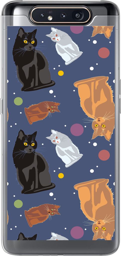 MuchoWow Handyhülle Schutzhülle Hülle für Telefoonhoesje Samsung Galaxy A80 Muster - Katze - Weltraum - Jungen - Mädchen - Kinder - Kinder S...