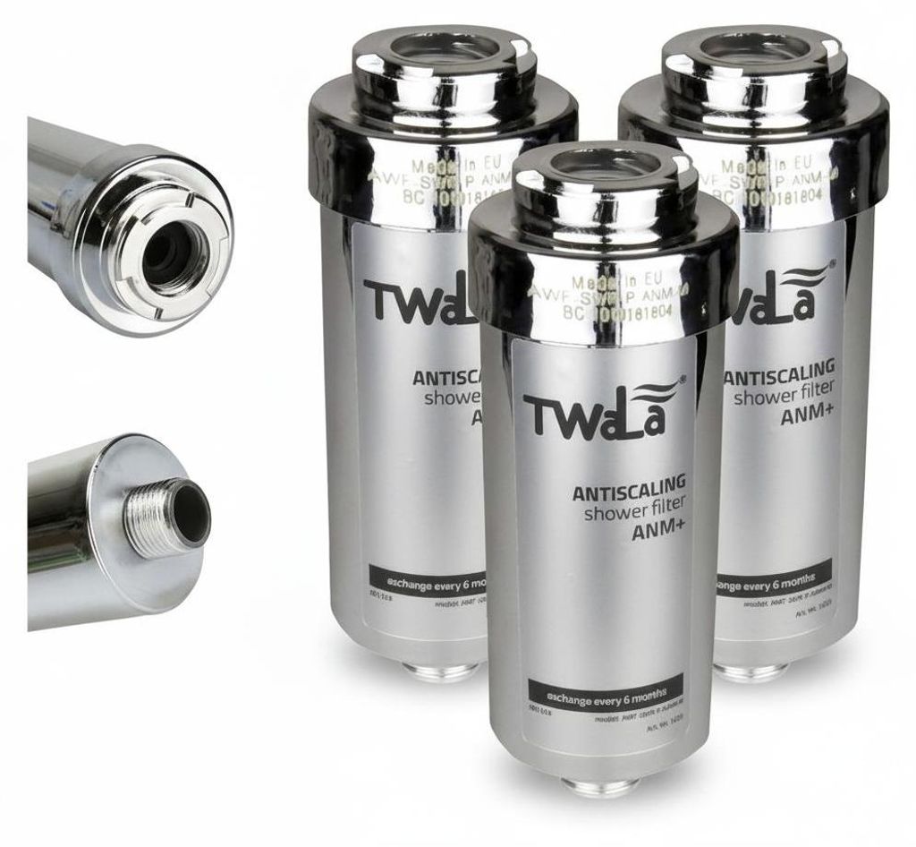 3x TWaLa Duschfilter Chrom Wasserfilter gegen Kalk/Chlor Shower filter AWF-SWR-P-ANM-M