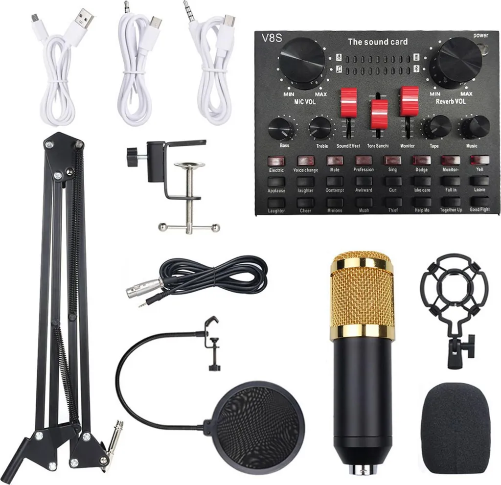 Microphone BM800 Noir/Or + Carte Son Multifonction - Kit Studio Pro