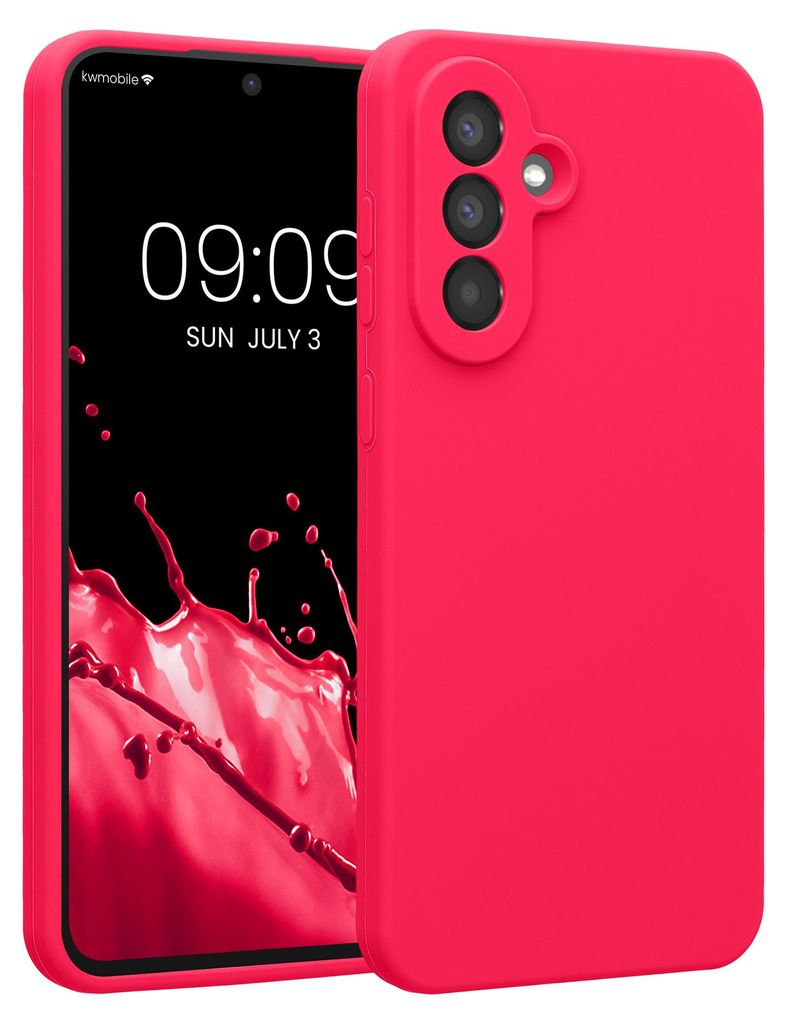 kwmobile Hülle kompatibel mit Samsung Galaxy A56 5G - Hülle Silikon gummiert - Handyhülle - Handy Case in Neon Pink