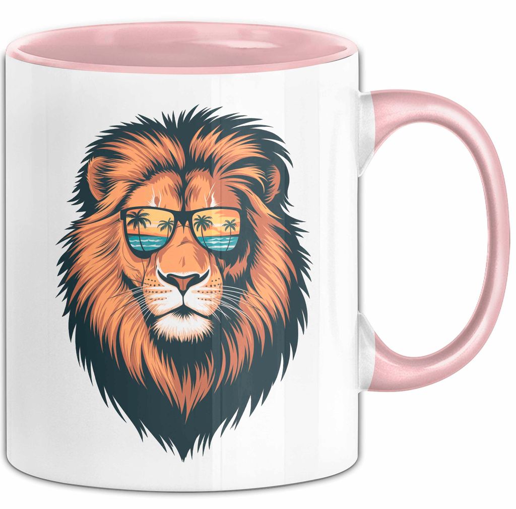 Löwenkunst Sonnenbrille Tasse Geschenk Lustige Geschenkidee Spruch (Rosa)