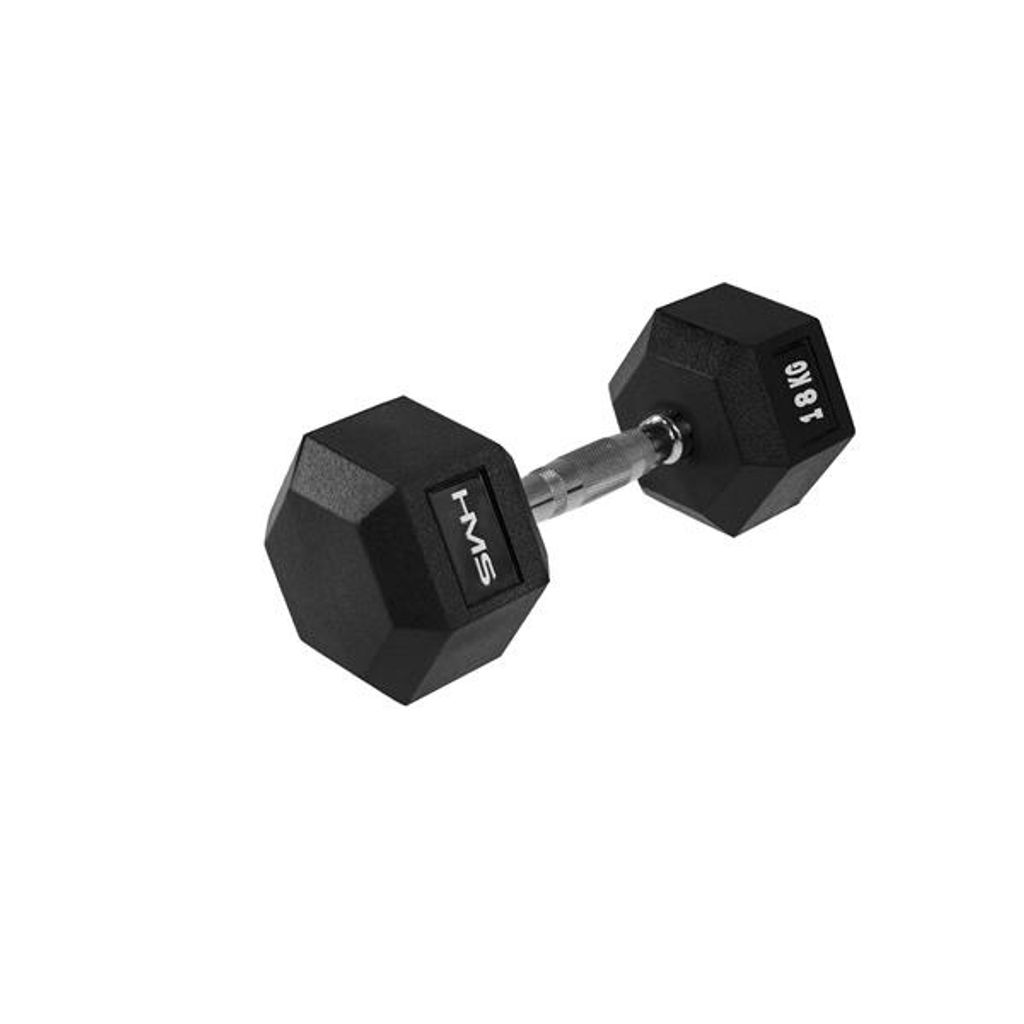 HMS Hexa Pro Kurzhantel 18 kg Hexagon Gummi Schwarz Produktbild 