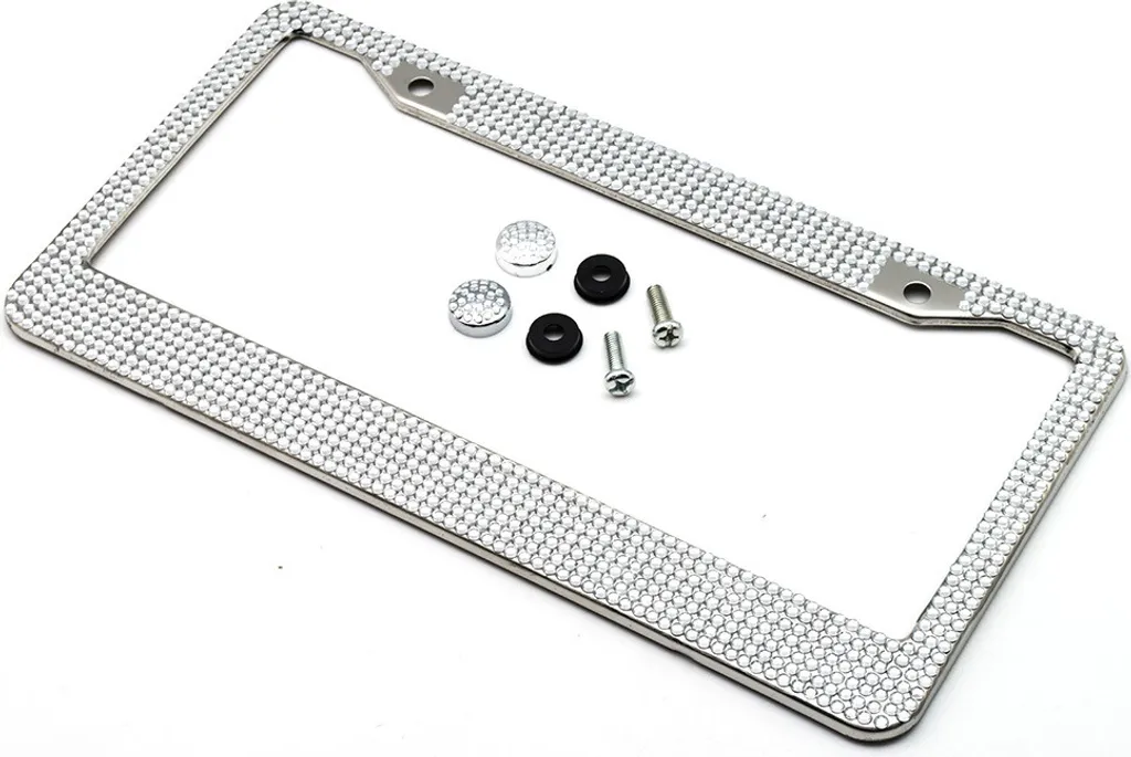 Cornice per patente in acciaio inox, set di indicatori a 8 linee di colore solido con diamante e copertura d'argento