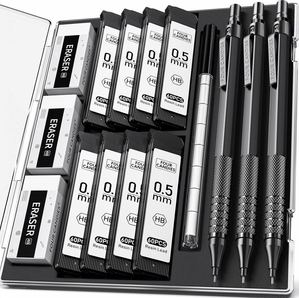 Druckbleistift-Set 0,5 mm Metall-Künstlerbleistift + Produktbild 