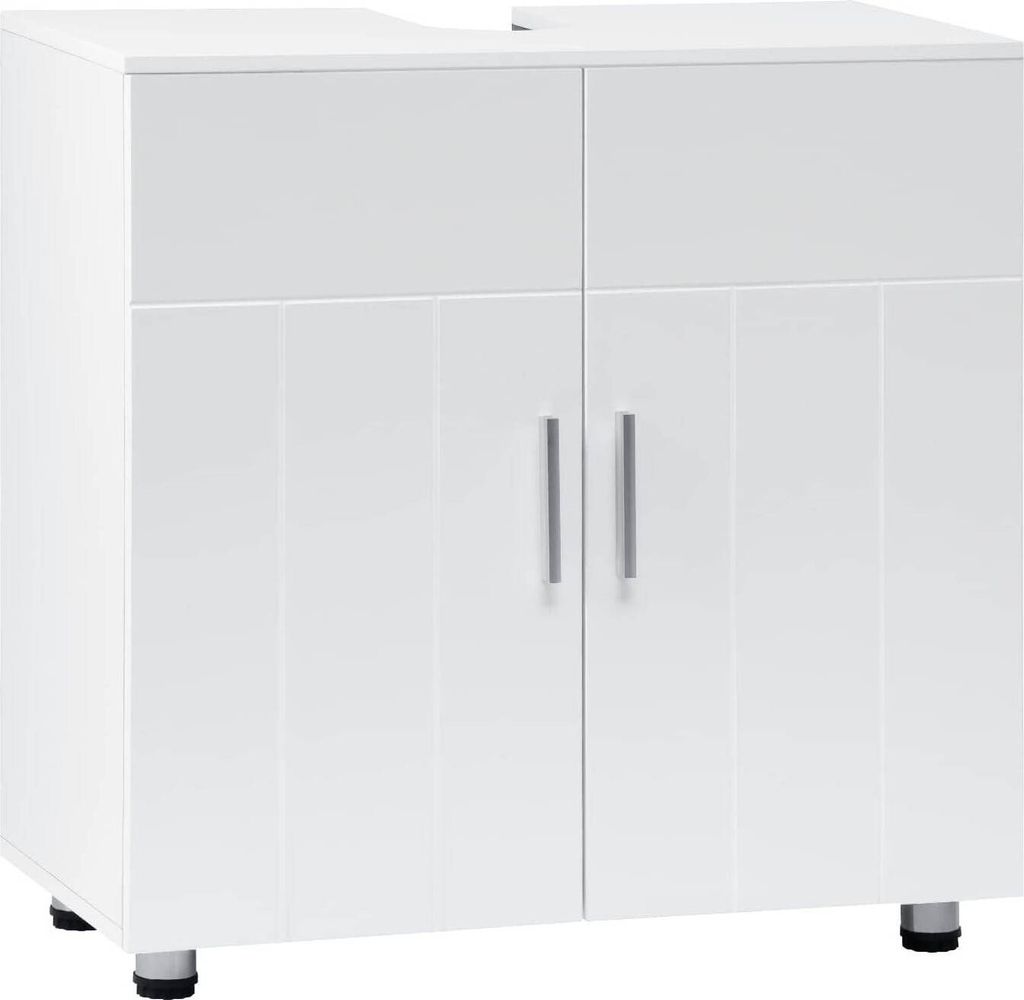 EUGAD Waschbeckenunterschrank,Waschtischunterschrank, Metallscharnieren, Weiß 60x60x30 cm