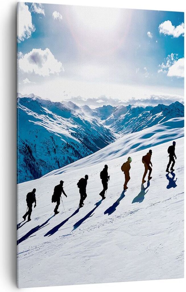 Bild auf Leinwand - Leinwandbild - Einteilig - Berg Wanderung Gipfel - 80x120cm - Wand Bild - Wanddeko - Wandbilder - Leinwanddruck - Wanddekoratio...