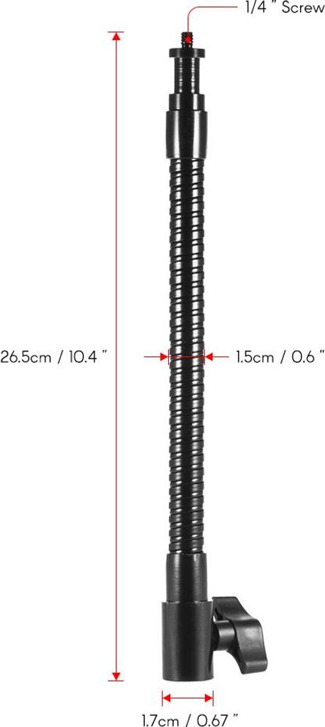 26,5 cm/10,4 Zoll flexibles Metall-Verlaengerungsrohr mit 1/4-Zoll-Schraubanschluss zur Verlaengerung verschiedener LED-Leuchten