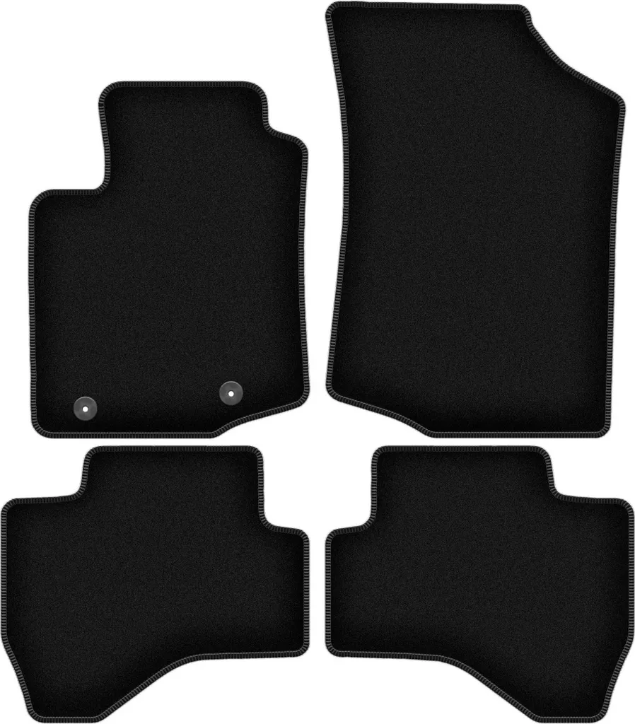 Tappetini in velluto per Peugeot 108 (2014-, hatchback) neri, set 4 pz, con fissaggi
