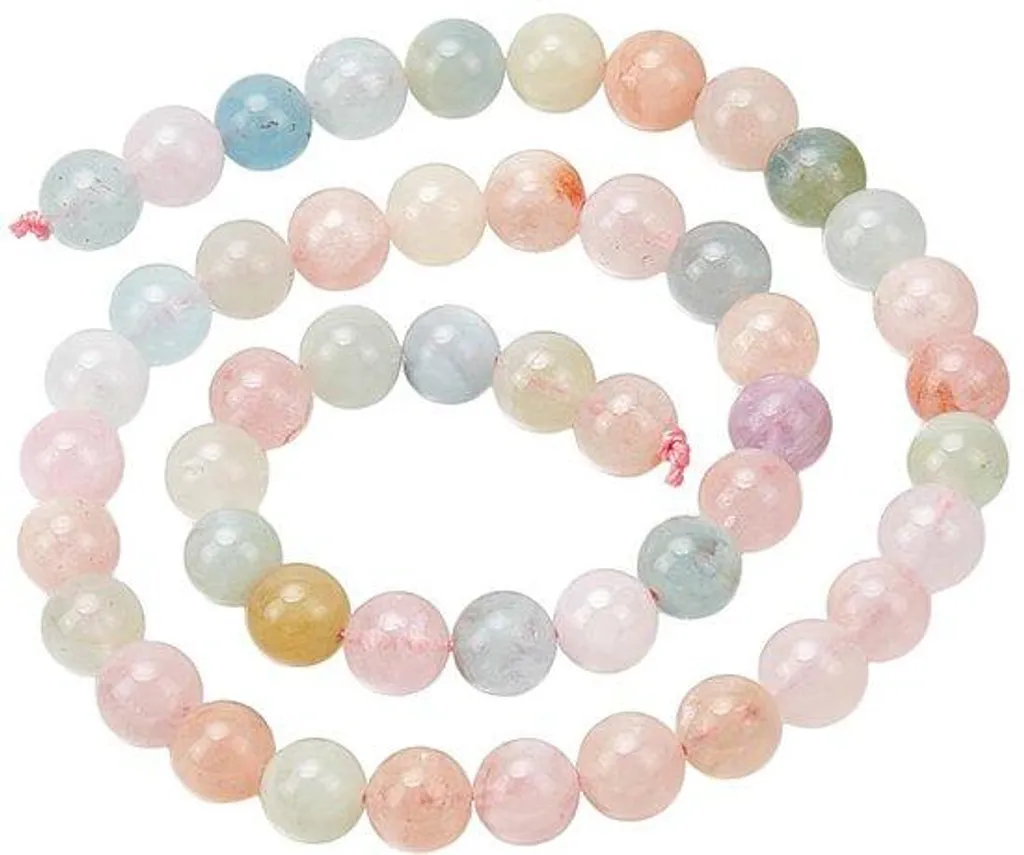 Morganite naturelle 8mm, lot de 48 perles rondes haute qualité rose