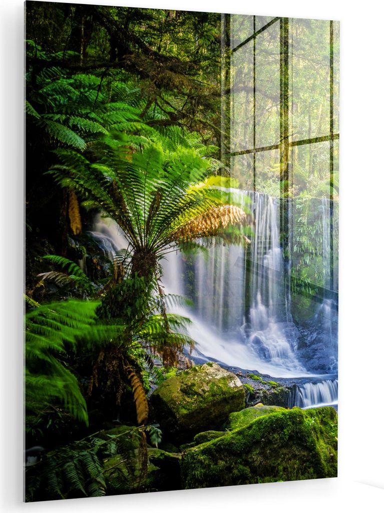 MuchoWow Glasbilder - Bilder auf Wandbild - Foto auf Glas Dschungel - Wasserfall - Australien - Pflanzen - Natur 60x80 cm Wanddekoration aus Glas -...