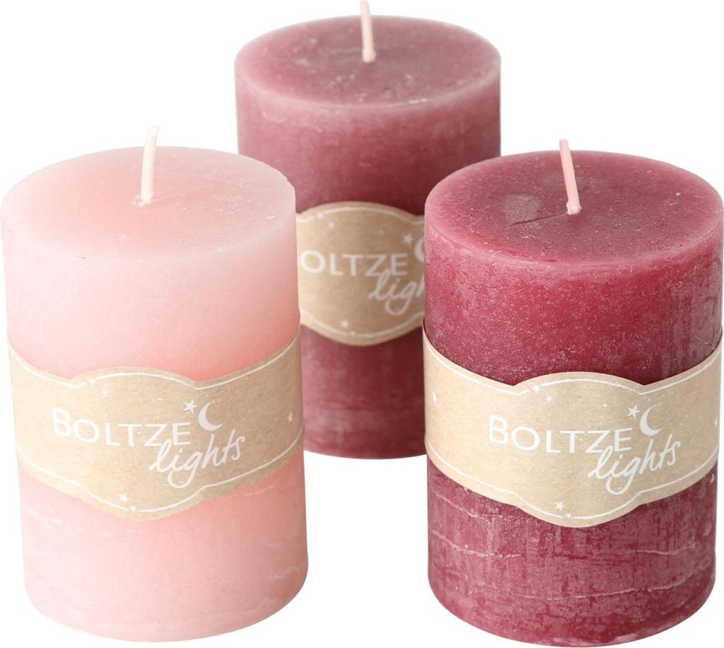Boltze Gruppe Classic Stumpenkerze sortiert rosa 10cm