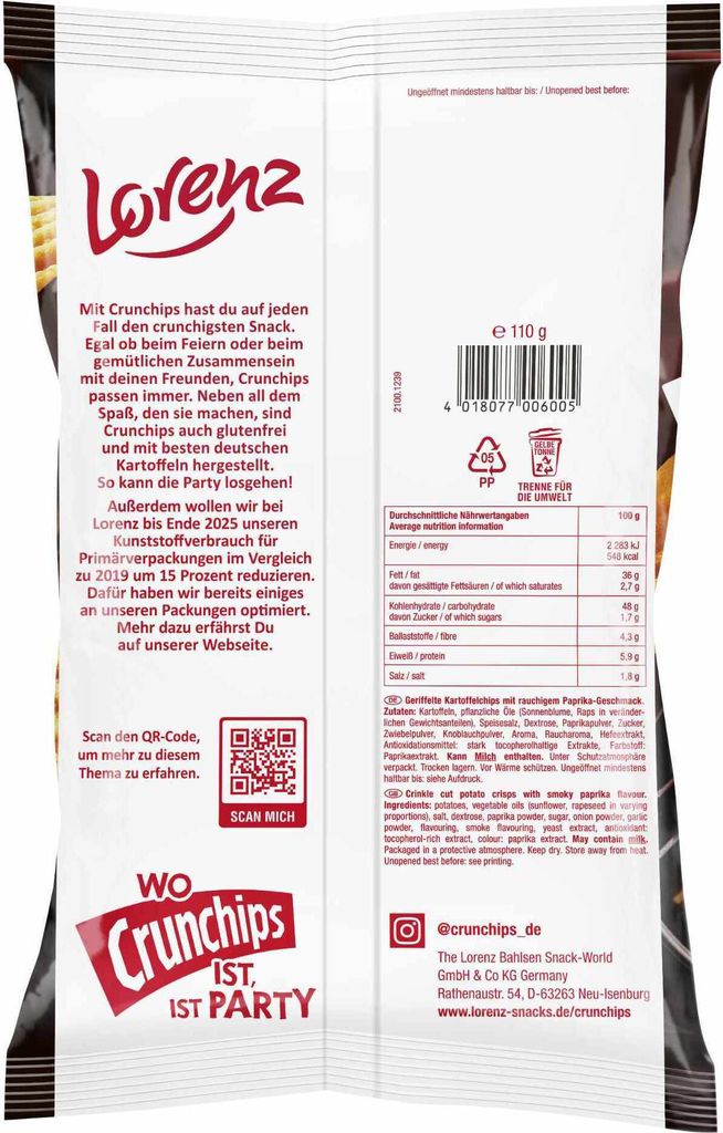 Crunchips Pieczone chipsy o smaku wędzonej papryki 110g Zdjęcie produktu 4