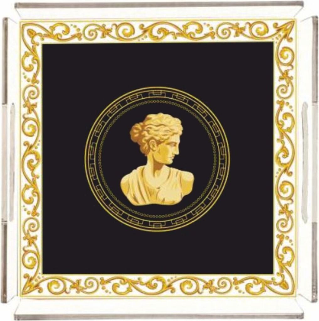 Casa Padrino Luxus Serviertablett Barock Frauenbüste Schwarz 40 cm - Gastronomie Accessoires