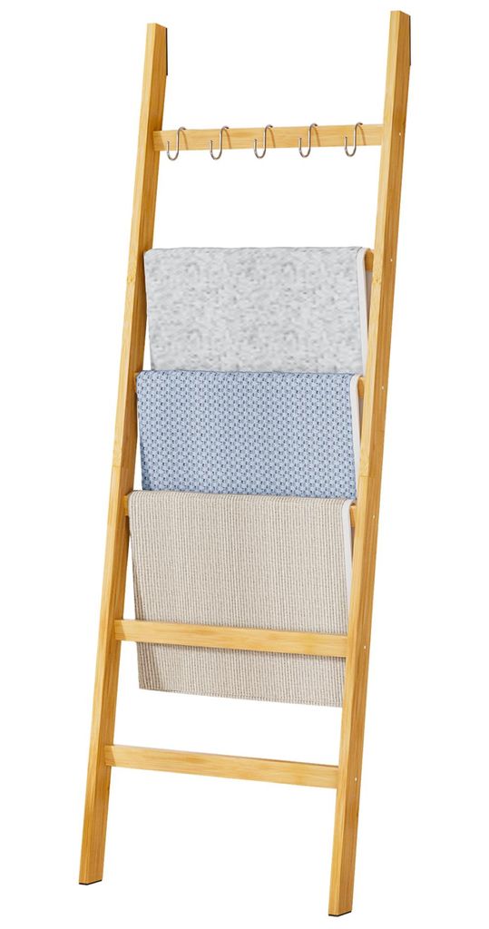 YORBAY Handtuchleiter Handtuchhalter Bambus 5 Haken und 2 Produktbild 