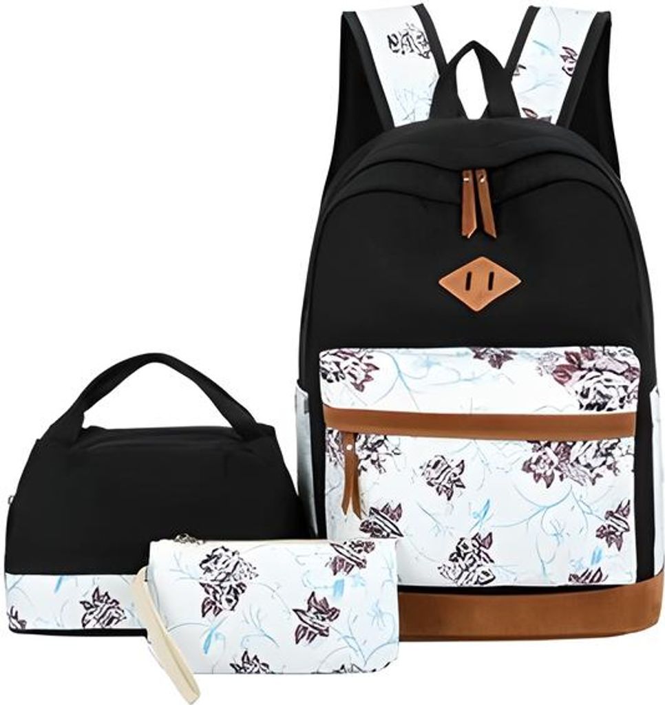 Rucksack für Damen, lässiges, leichtes Canvas-Rucksack-Set, modische, süße Schultertasche zum Mitnehmen, Reise-Tagesrucksack