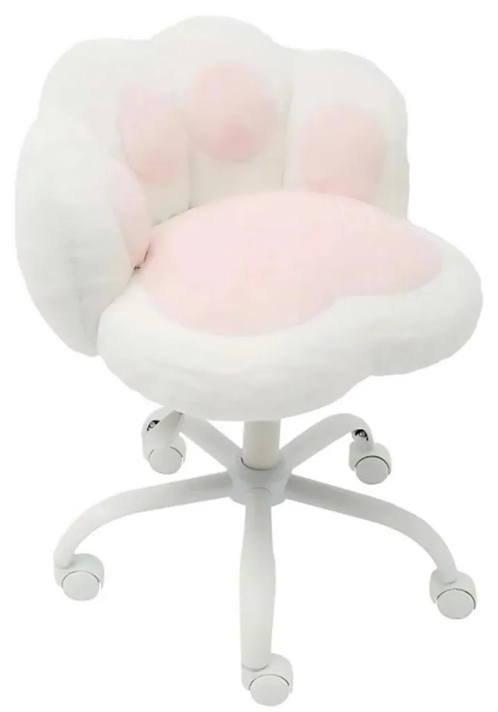 Fauteuil de bureau pivotant blanc sans accoudoirs style Kawaii pour chambre