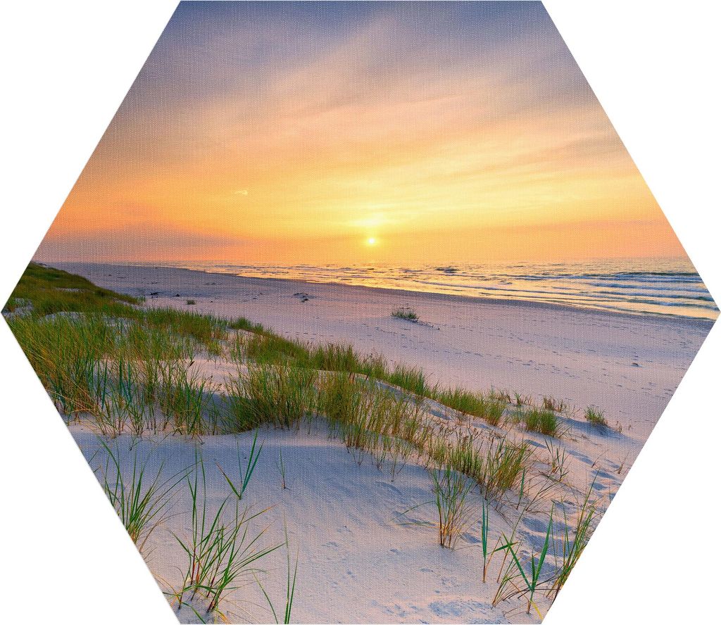DEQORI Fototapete Sechseck 150x130 cm 'Sonne sinkt über Ostsee' Wand Tapete Sticker