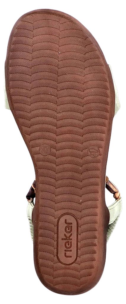 Rieker Damen Boho Sandale mit elastischem Riemen und Tuch Detail V7568, Größe:39 EU, Farbe:Grün