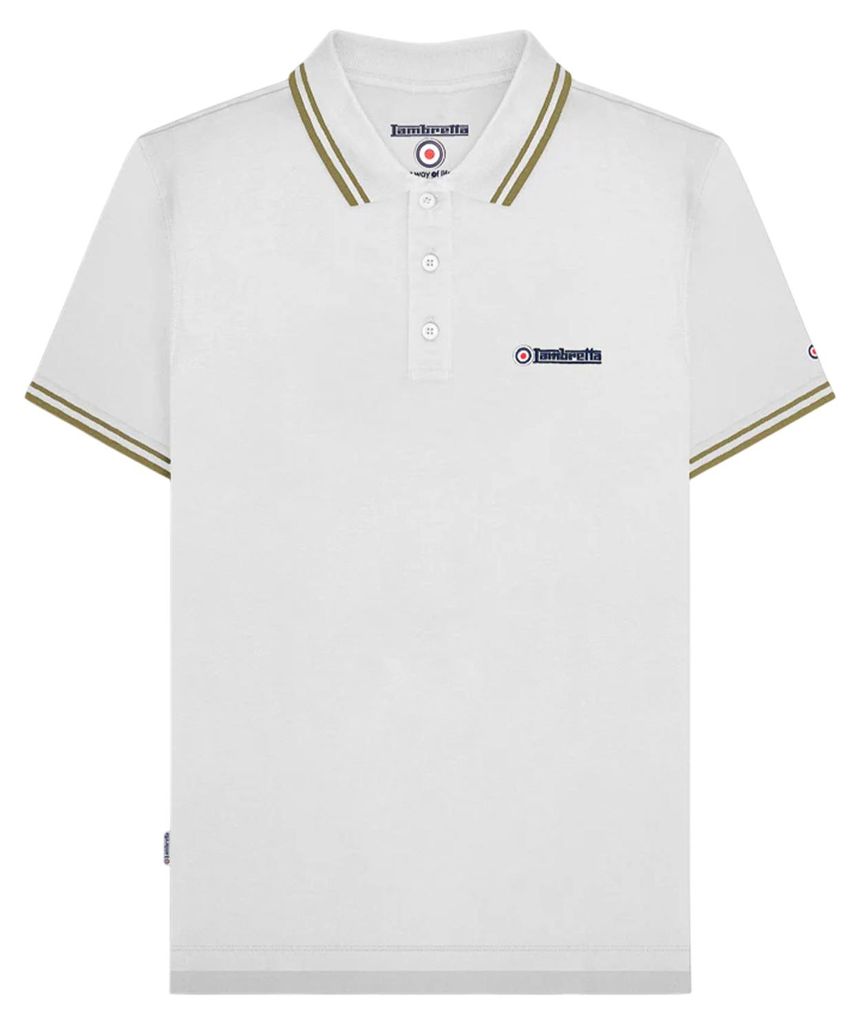 Lambretta - "SS25" Poloshirt für Herren LB239 (3XL) (Weiß/Nussbraun)